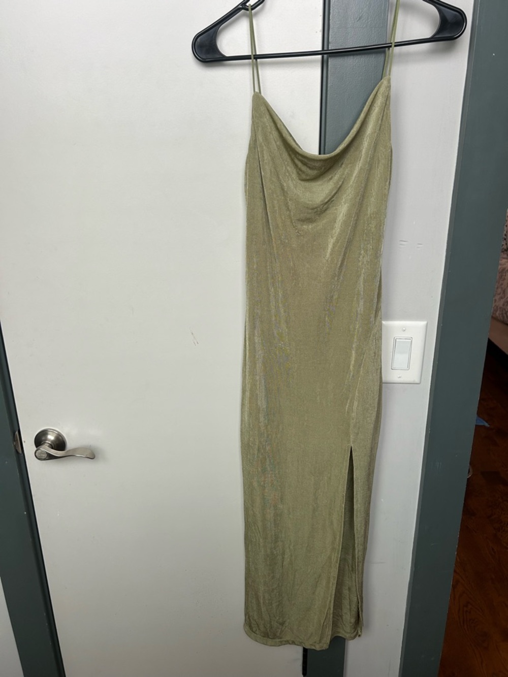 Olive Green Cowl Neck Dress